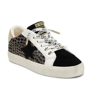 NEW Vintage Havana Reba Snake Embossed Leather Sneaker Black Size 10